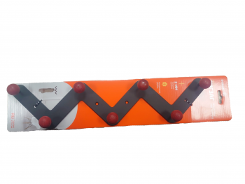 Вешалка настенная ЗИГЗАГ 7 крючков (черный/коралл)